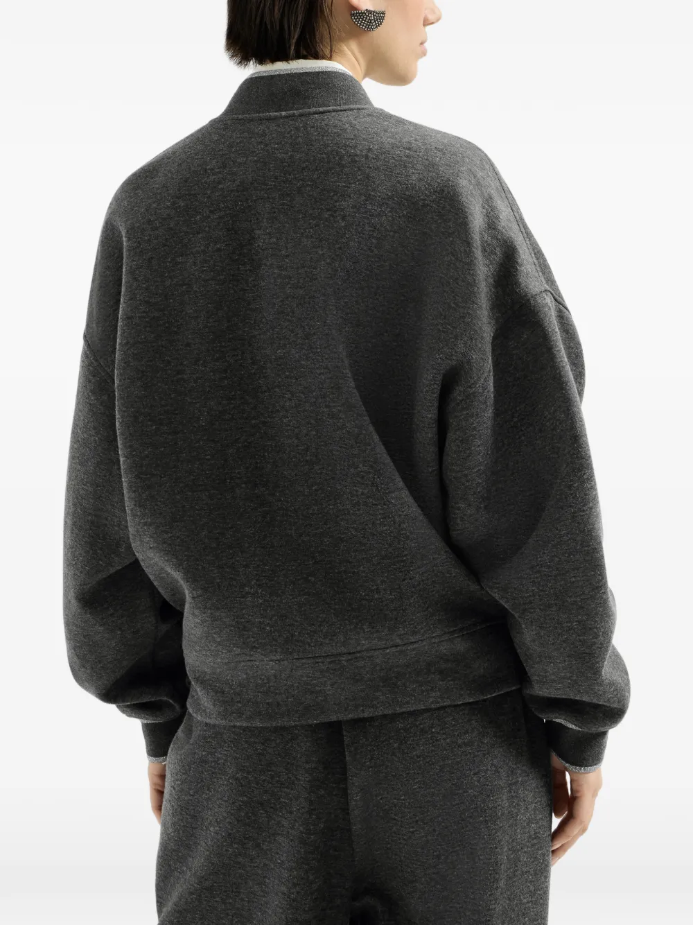 Brunello Cucinelli Techno cotton and cashmere interlock bomber jacket Grijs