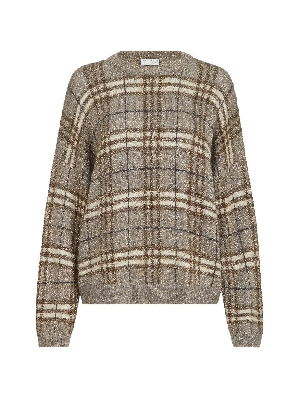 Brunello Cucinelli Maglione in mohair con motivo Principe di Galles - Grigio