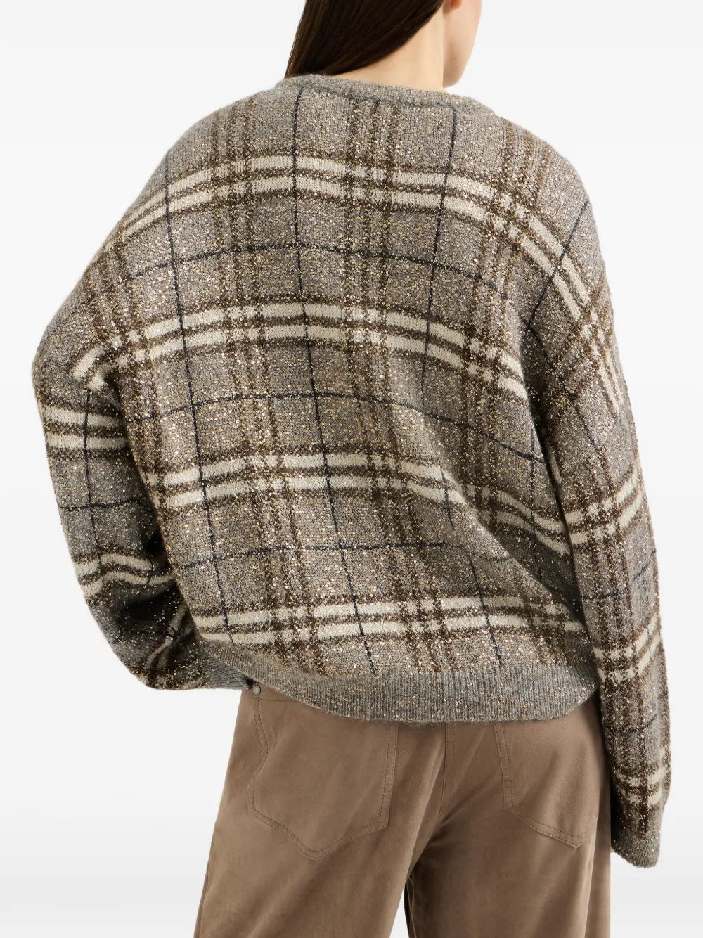 Brunello Cucinelli Prince of Wales trui van mohair Grijs