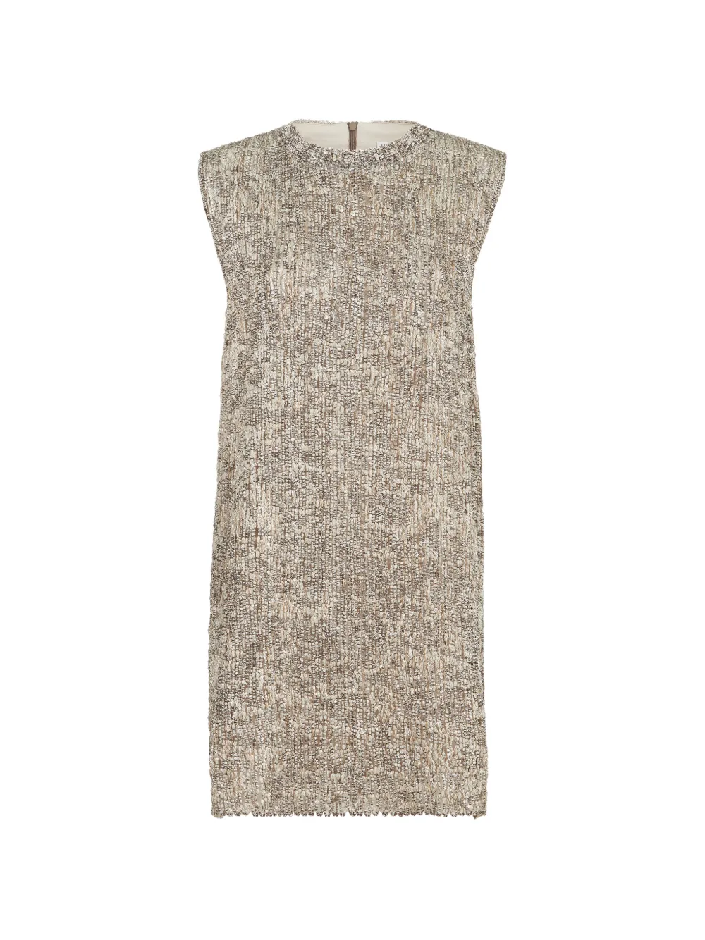 Brunello Cucinelli Dazzling craquelé embroidery dress in mohair and wool - Toni neutri