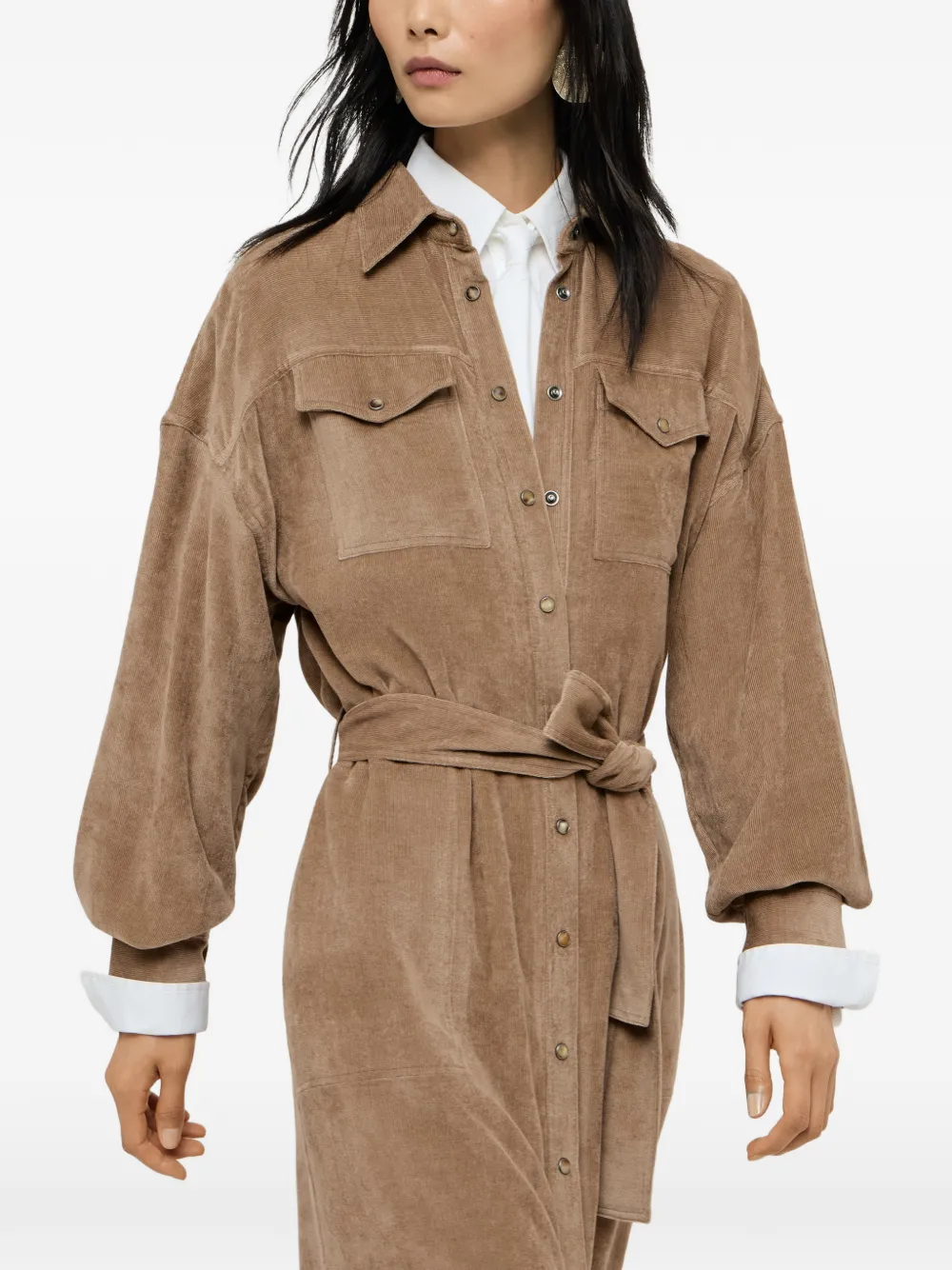 Brunello Cucinelli Ribfluwelen blousejurk Beige