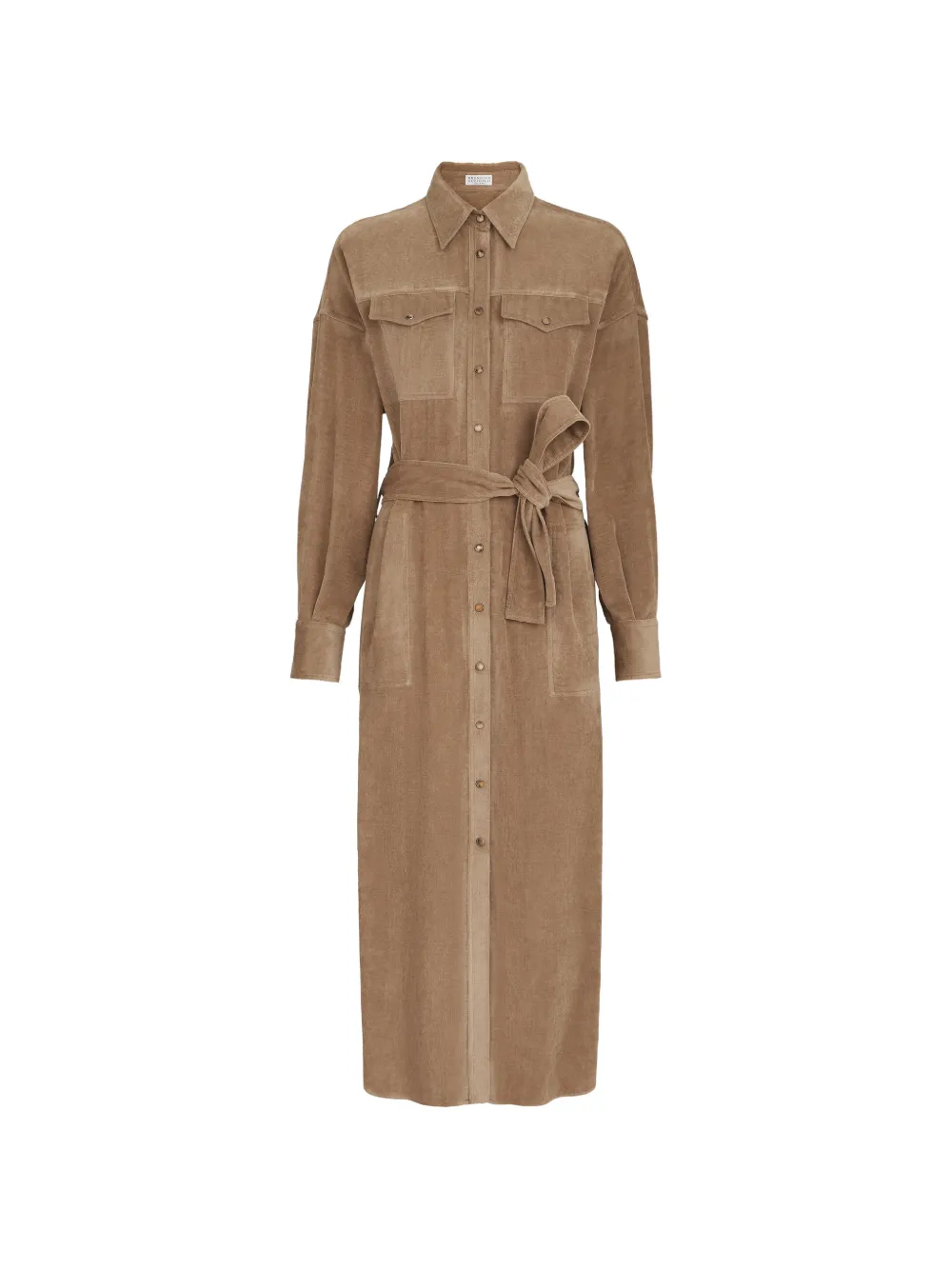 Brunello Cucinelli fluid corduroy shirt dress - Toni neutri
