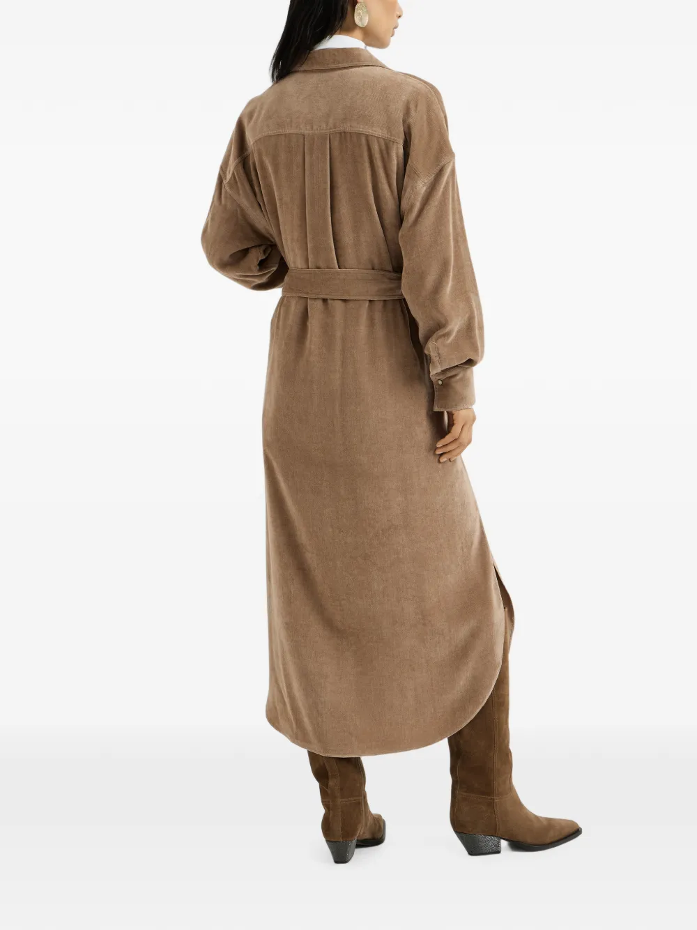 Brunello Cucinelli Ribfluwelen blousejurk Beige