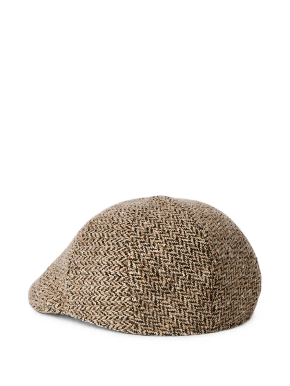 Brunello Cucinelli Scheerwol platte muts met chevron-streep Bruin