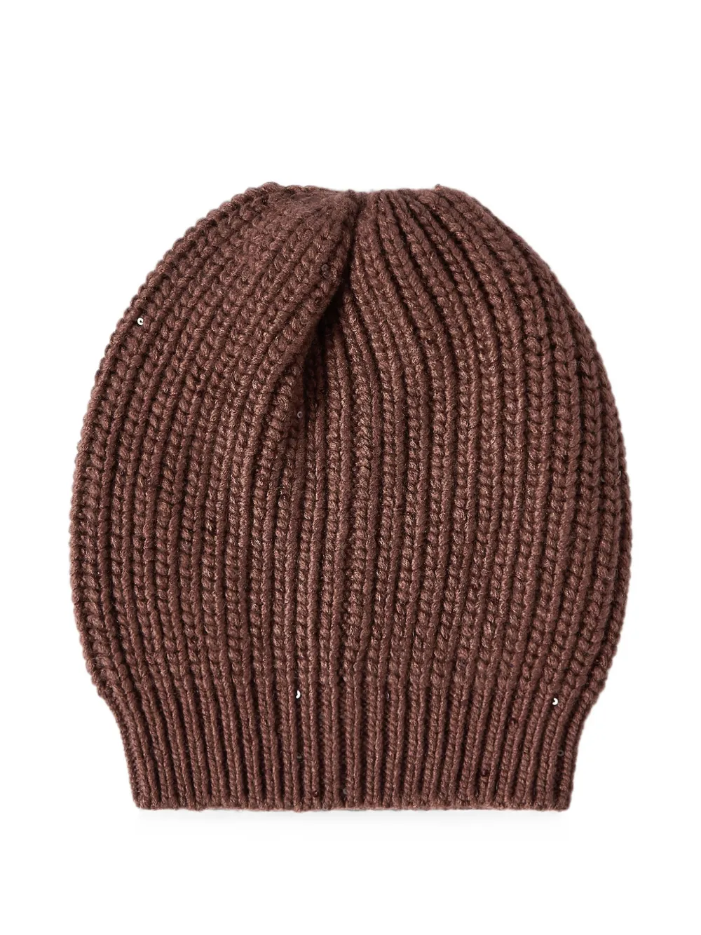 Brunello Cucinelli cashmere and silk diamond-yarn knit beanie - Marrone