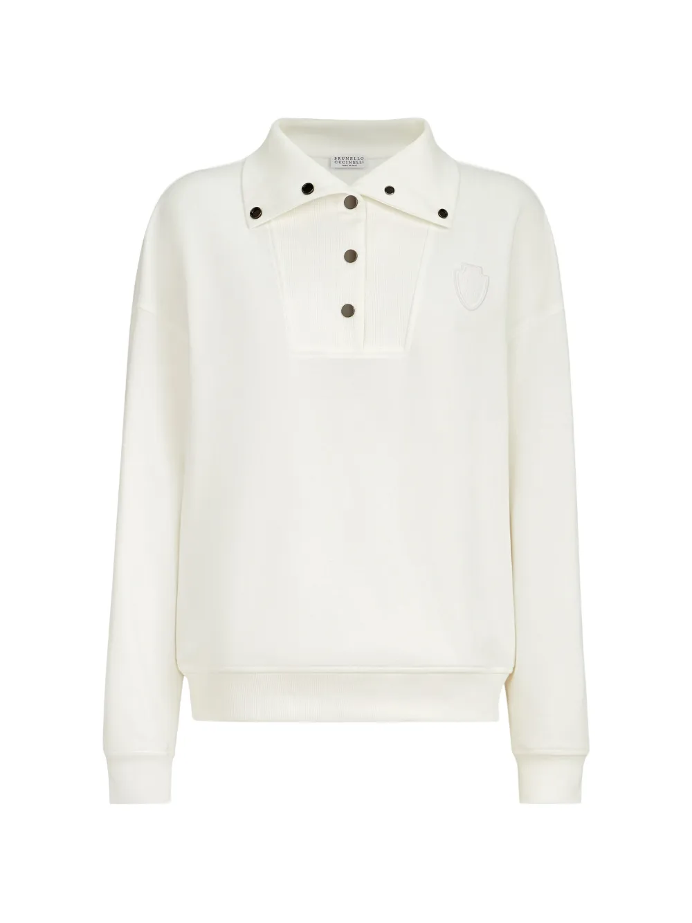 Brunello Cucinelli logo-patch buttoned polo shirt - Bianco
