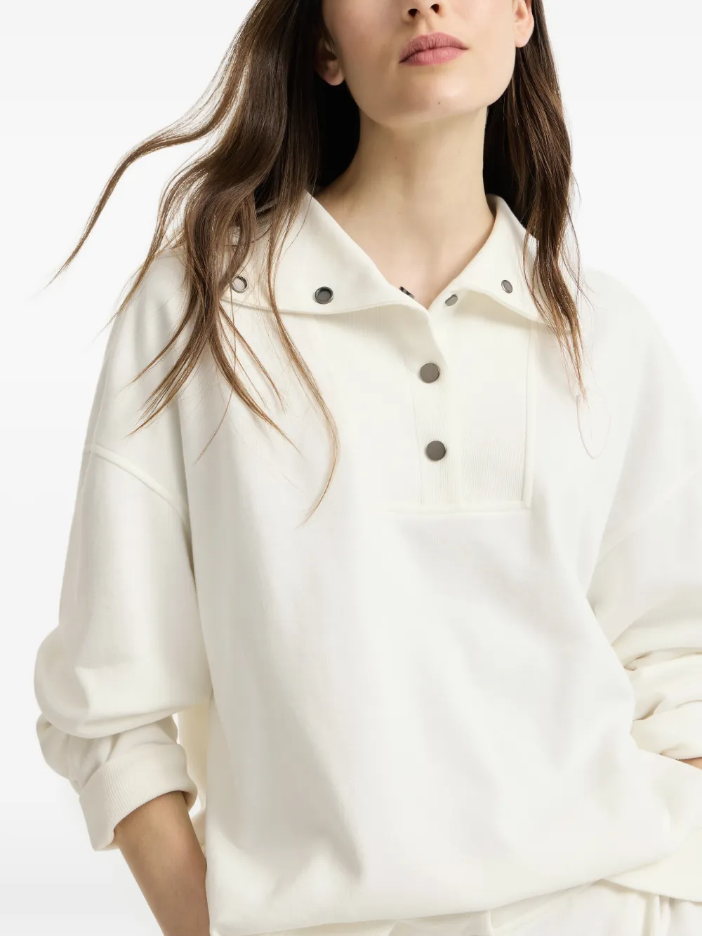Brunello Cucinelli Poloshirt met logo-patch en knopen Wit