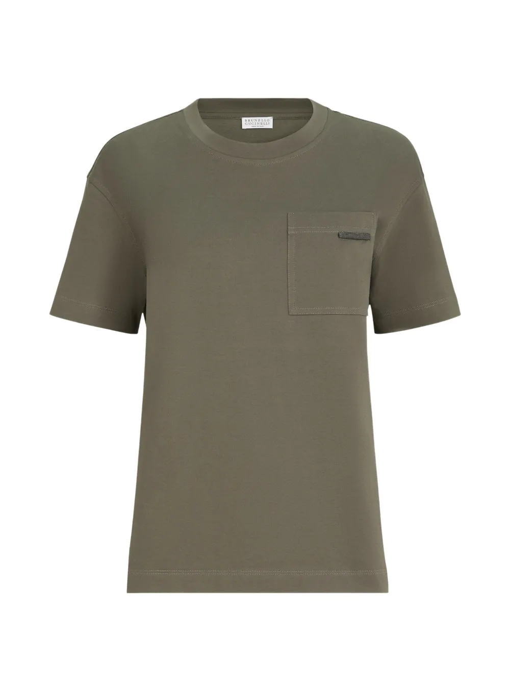Brunello Cucinelli cotton jersey T-shirt with shiny tab - Verde