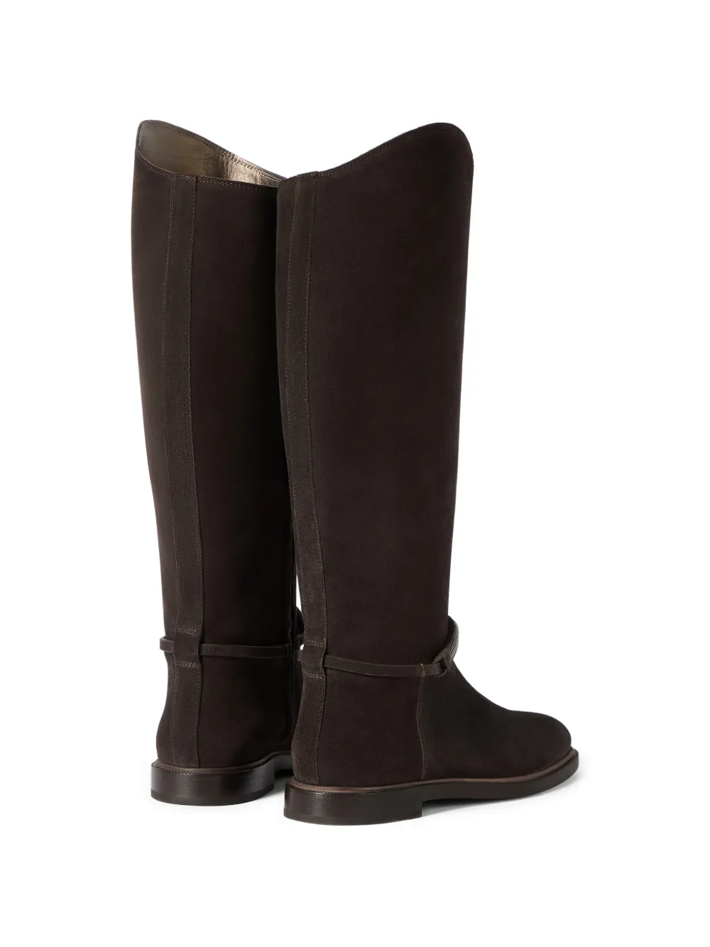 Brunello Cucinelli Enkellaarzen met Monili-ketting Bruin