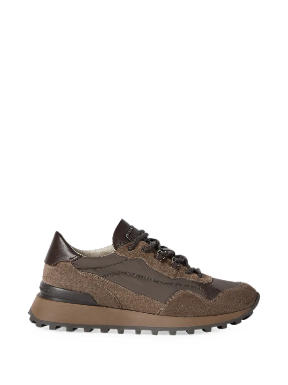 Brunello Cucinelli Sneakers aus Wildleder und Techno-Baumwolle mit glänzenden Details - Braun