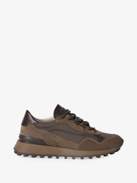 Brunello Cucinelli suede and techno cotton runners with shiny detail sneakers