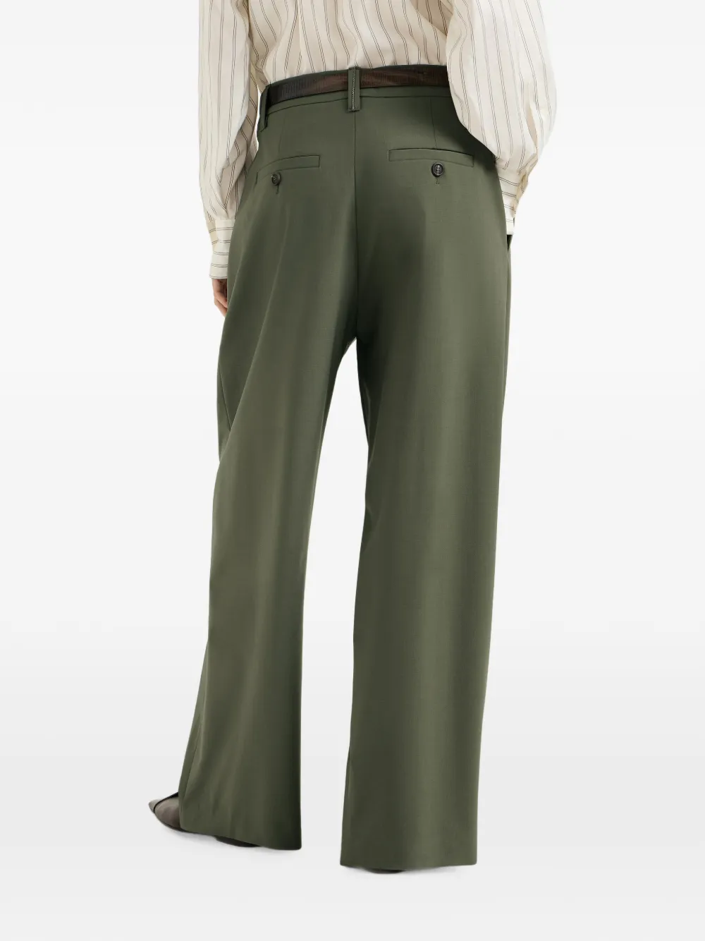 Brunello Cucinelli Wollen pantalon met Monili Groen