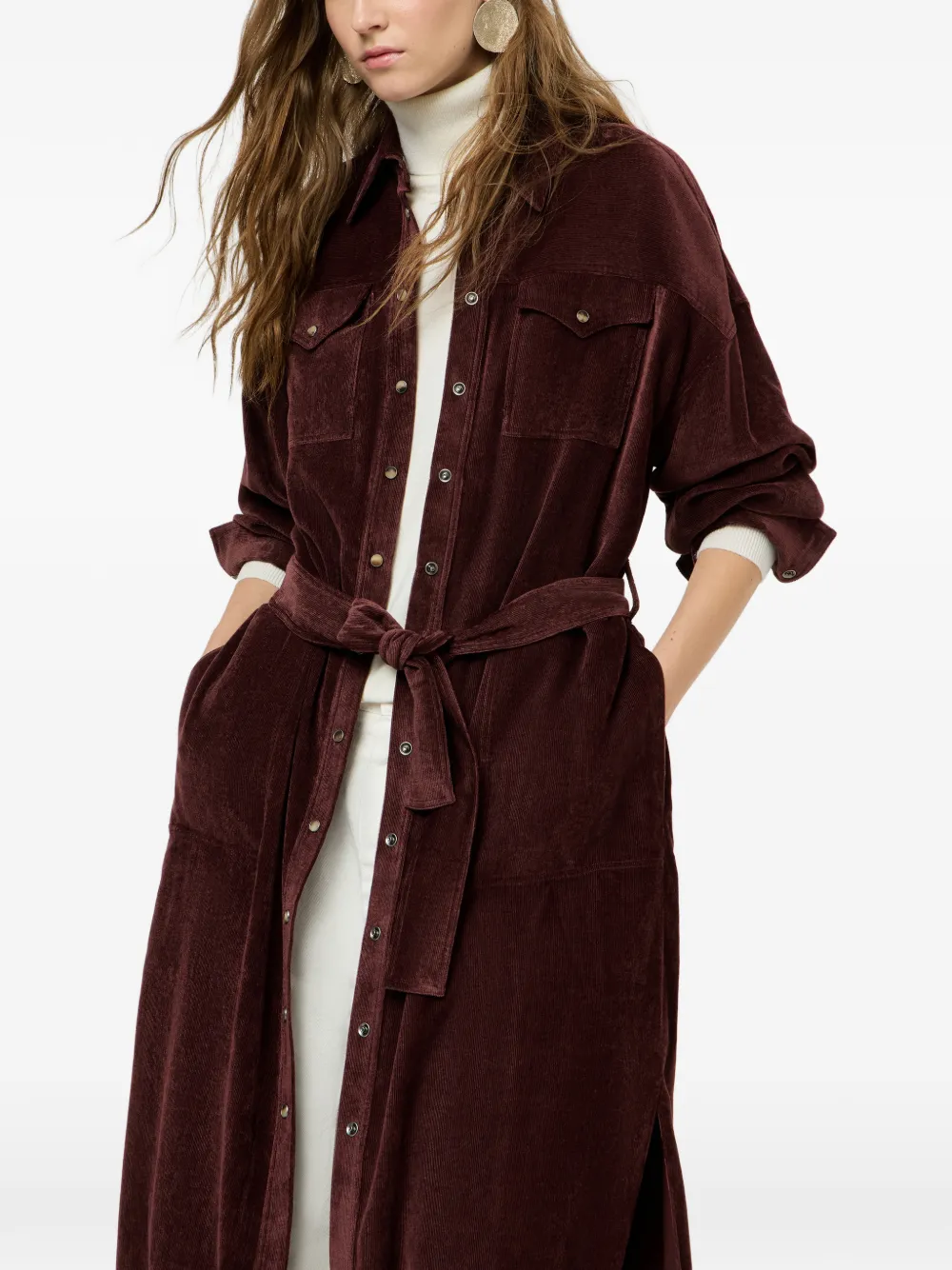 Brunello Cucinelli Ribfluwelen blousejurk Bruin