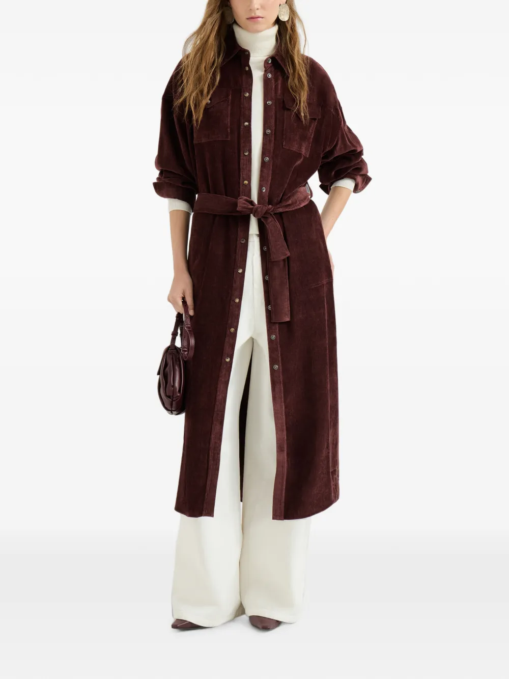 Brunello Cucinelli Ribfluwelen blousejurk Bruin