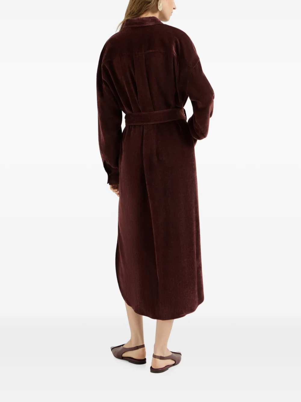 Brunello Cucinelli Ribfluwelen blousejurk Bruin