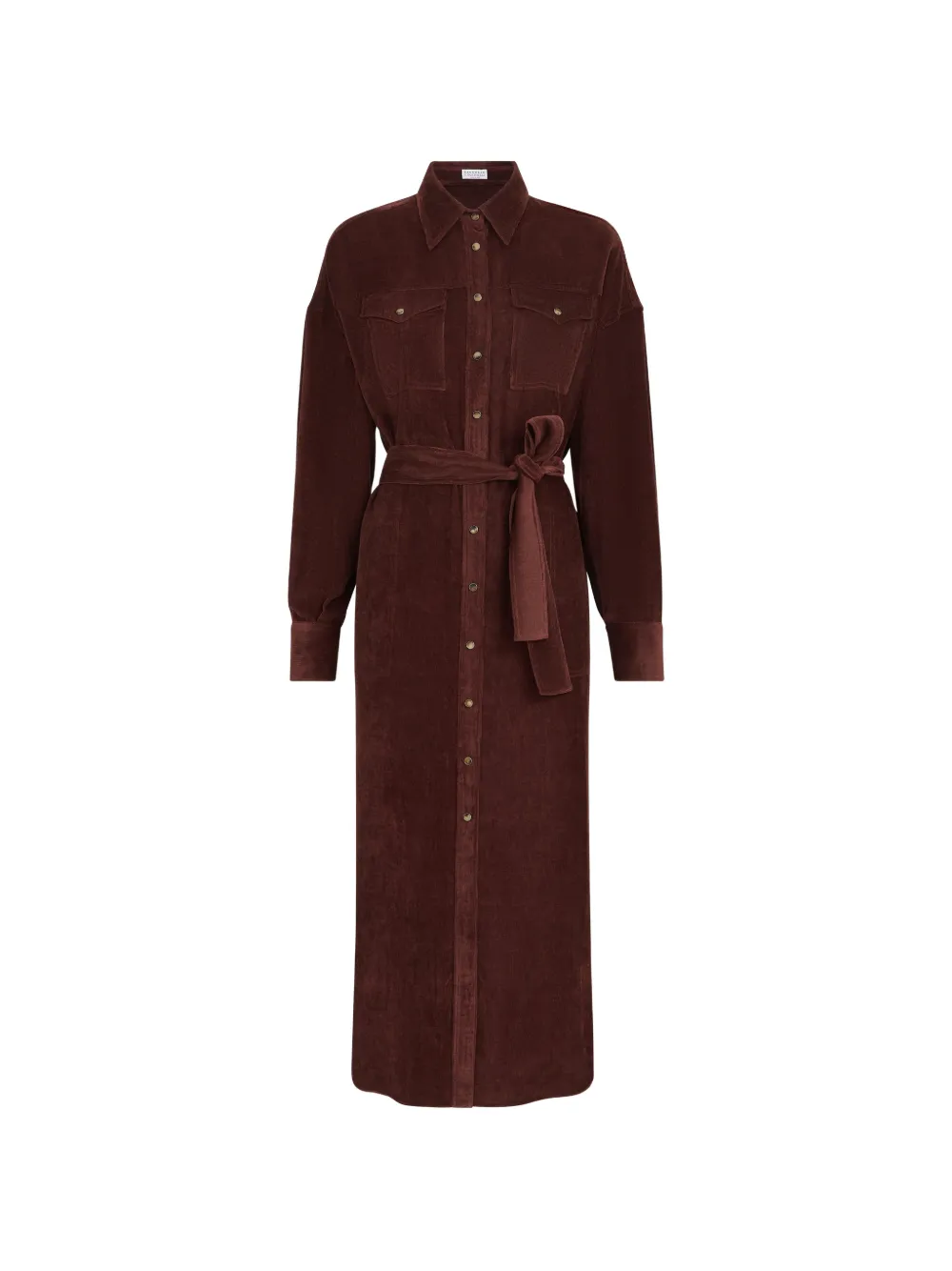 Brunello Cucinelli fluid corduroy shirt dress - Brown
