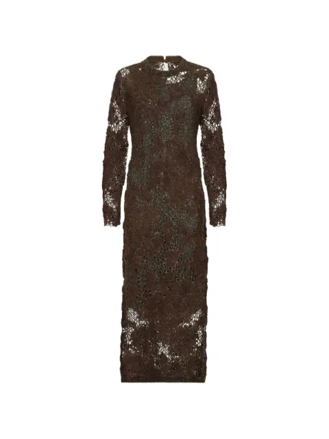 Brunello Cucinelli whispering bloom-embroidery knit dress in sparkling mohair and wool