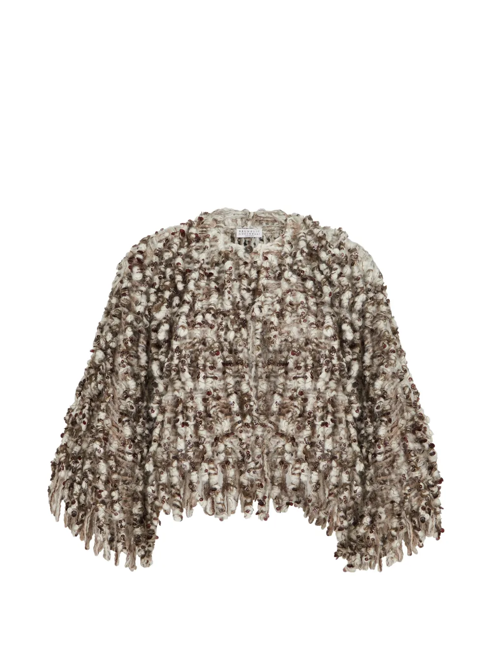 Brunello Cucinelli Dazzling twist-embroidery cardigan in mohair and wool - Toni neutri
