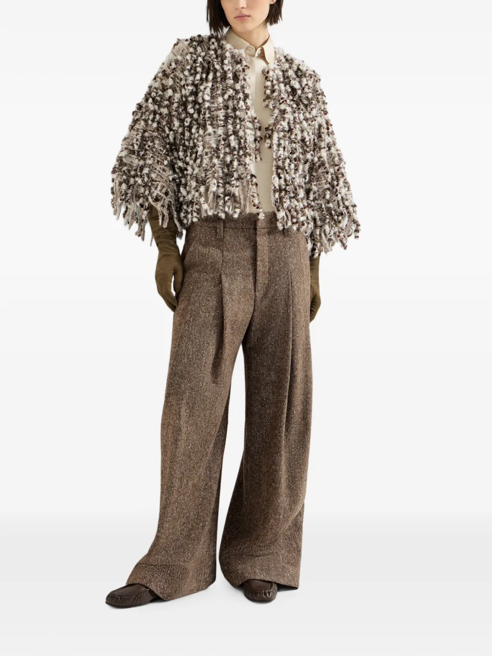 Brunello Cucinelli Dazzling vest van mohair en wol met borduurwerk Beige