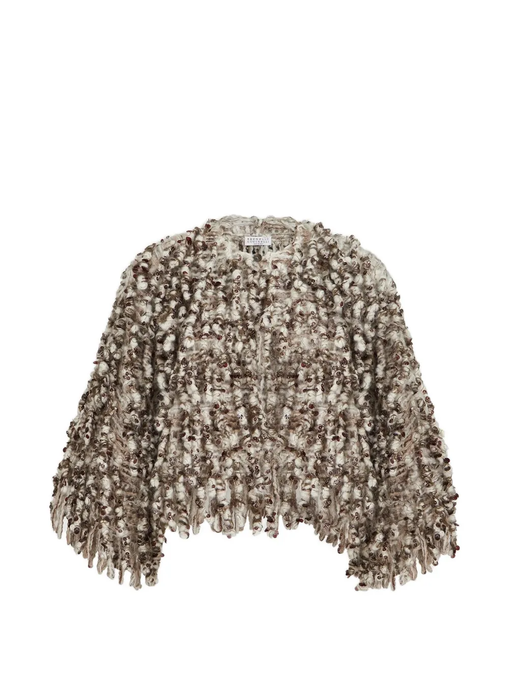 Brunello Cucinelli Dazzling twist-embroidery cardigan in mohair and wool - Neutrals
