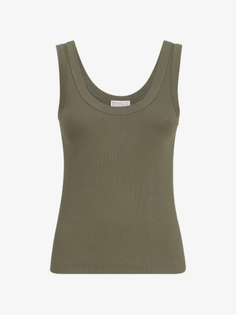 Brunello Cucinelli Geripptes Jersey-Top mit Monili