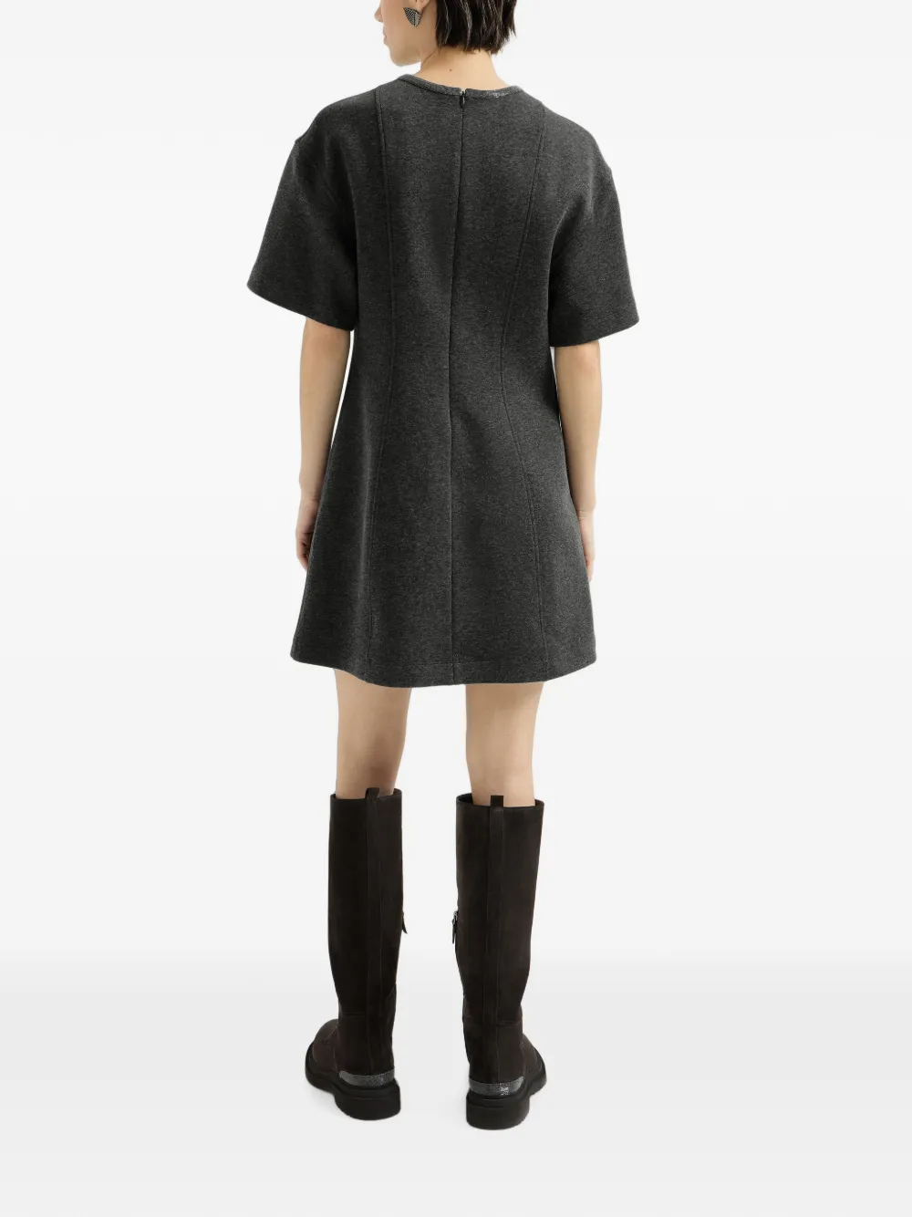 Brunello Cucinelli Techno katoenen en kasjmier T-shirtjurk met kraag Grijs