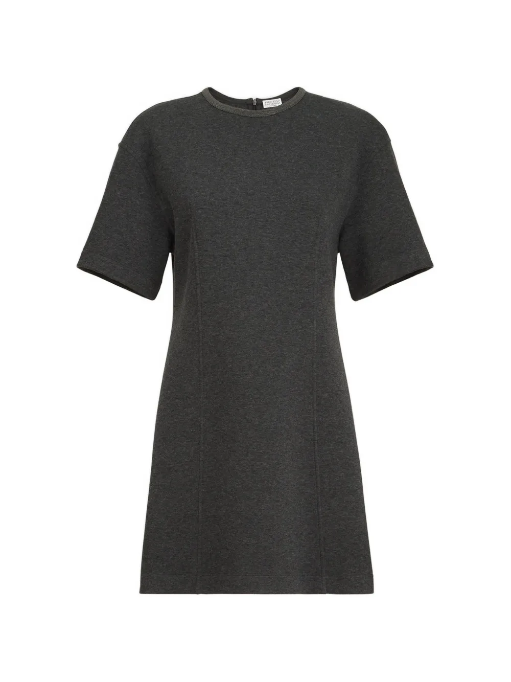 Brunello Cucinelli robe-t-shirt Techno en coton et cachemire à col précieux - Gris