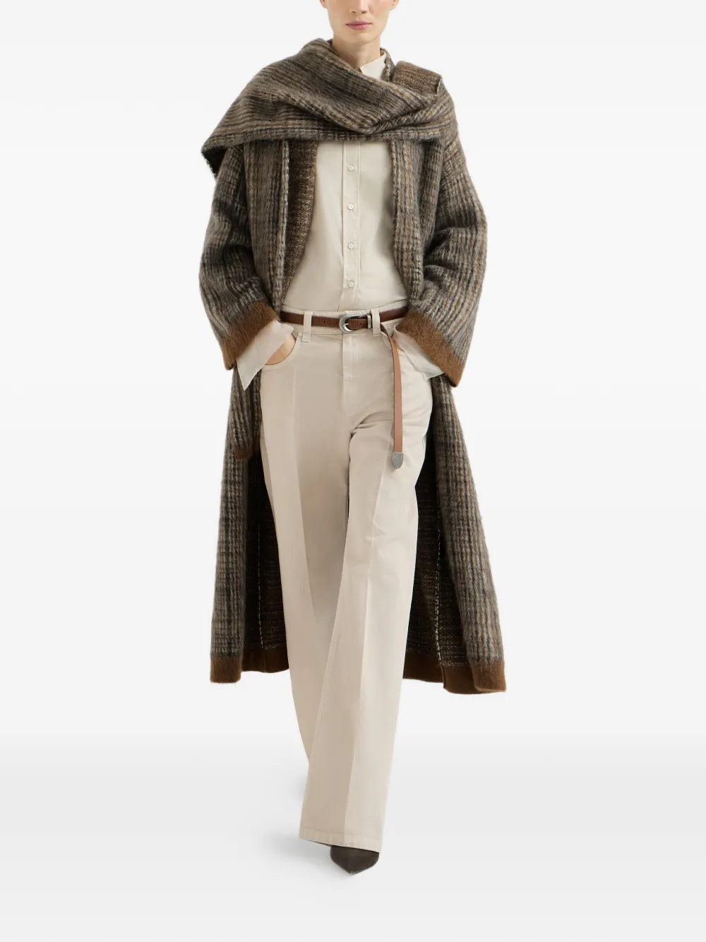 Brunello Cucinelli Losvallende denim broek met geverfd-effect Beige