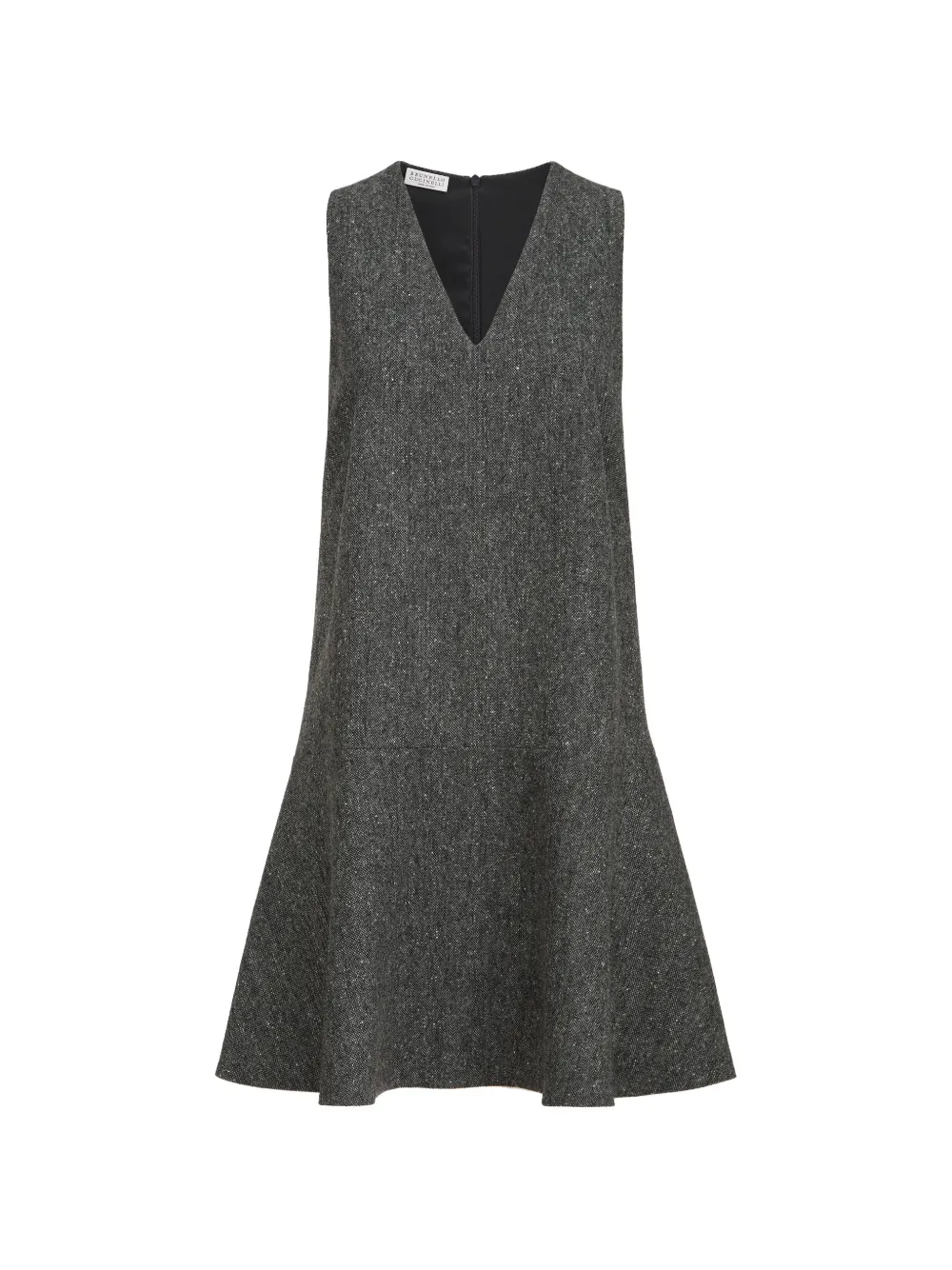 Brunello Cucinelli Donegal mini-jurk van scheerwol met Monili Grijs