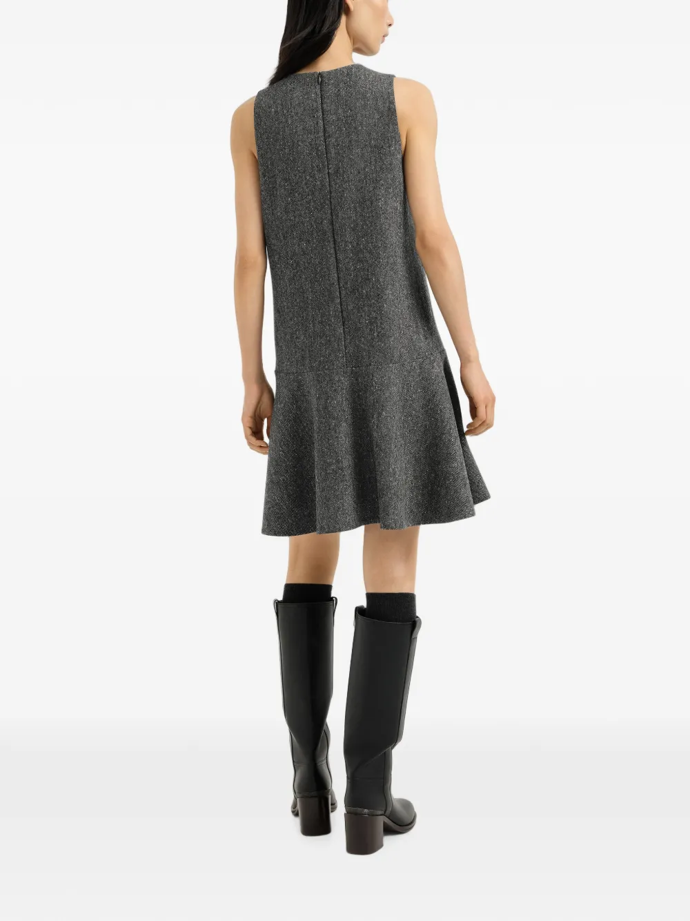 Brunello Cucinelli Donegal mini-jurk van scheerwol met Monili Grijs