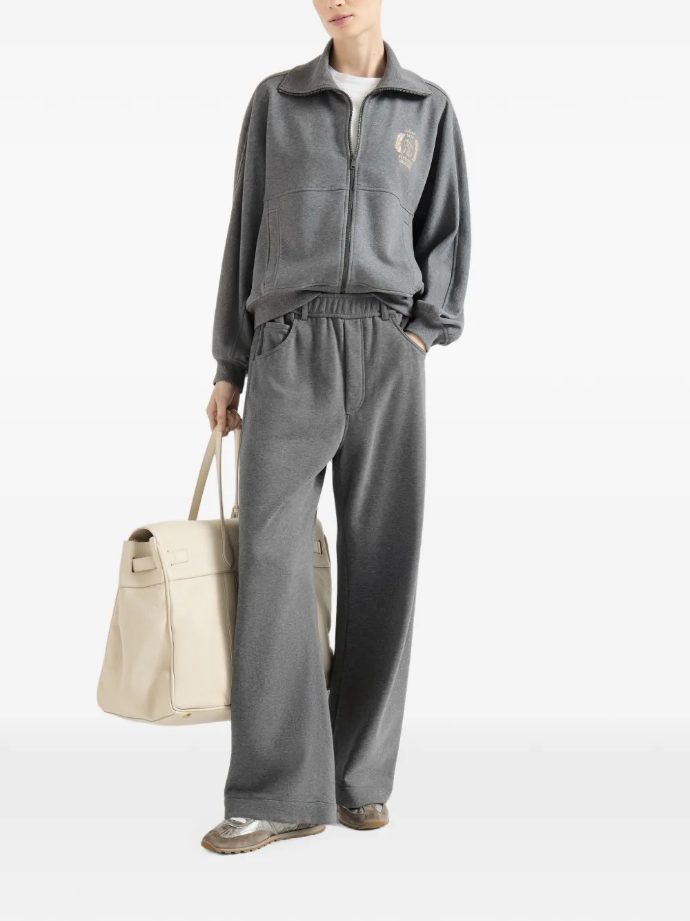 Brunello Cucinelli Katoenen badstof broek Grijs