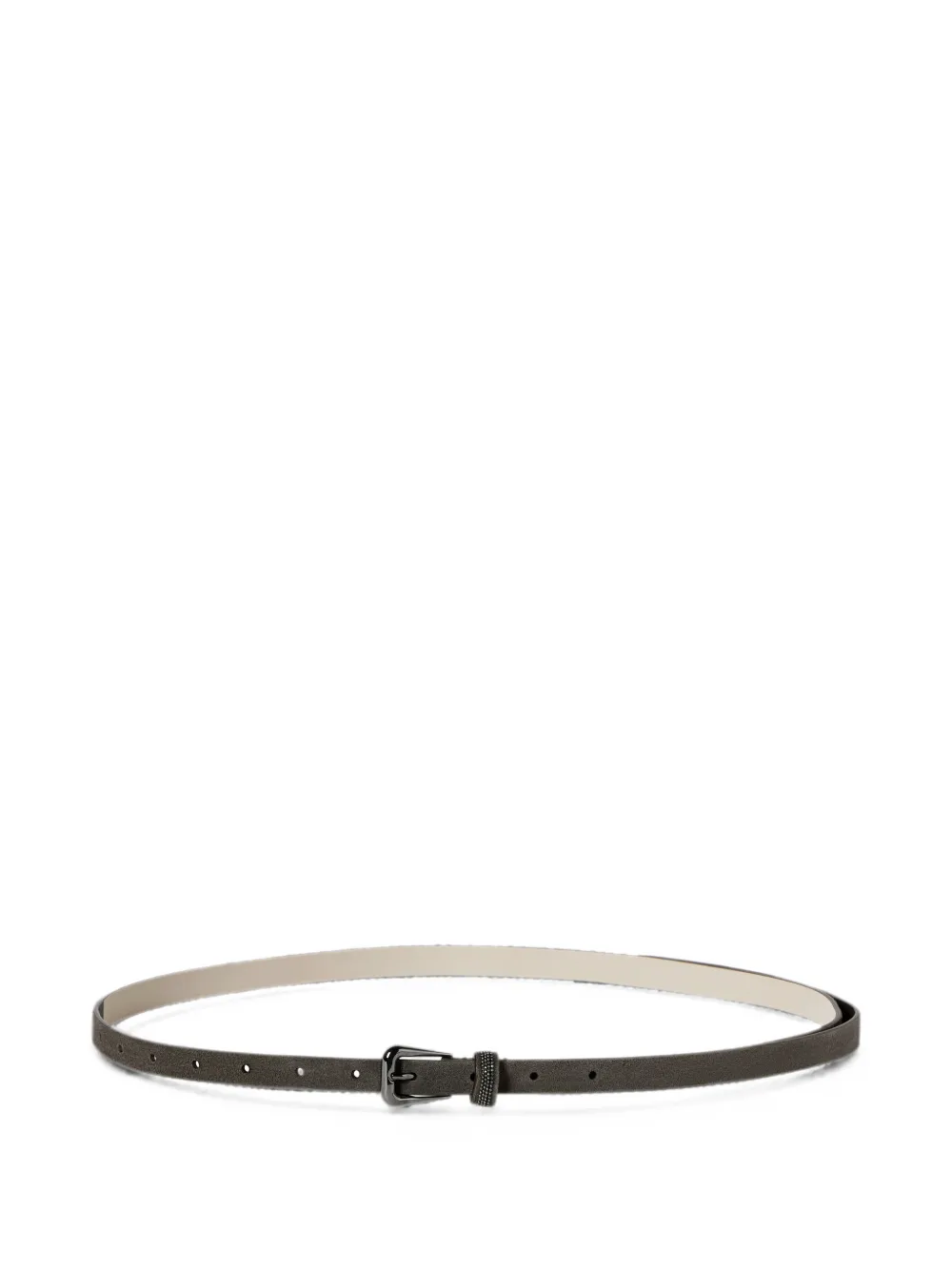 Brunello Cucinelli suede belt with shiny loop - Grau