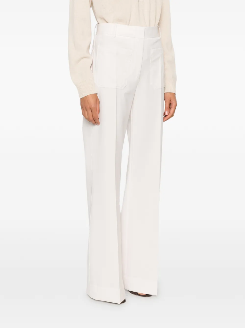 Victoria Beckham Alina broek met wijde pijpen Beige