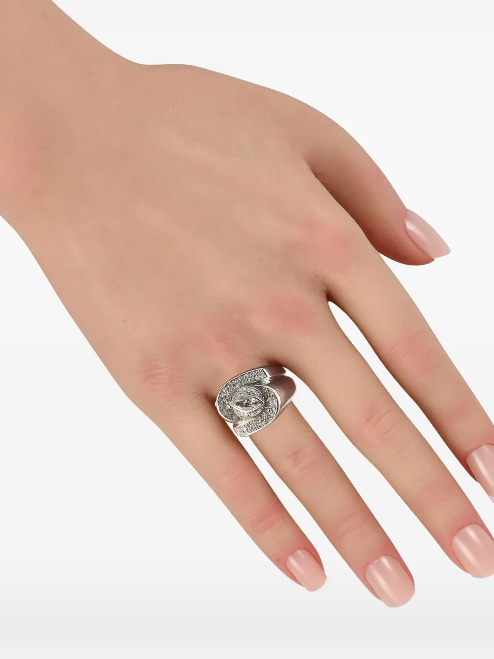LB Exclusive diamond curved ring - Argento