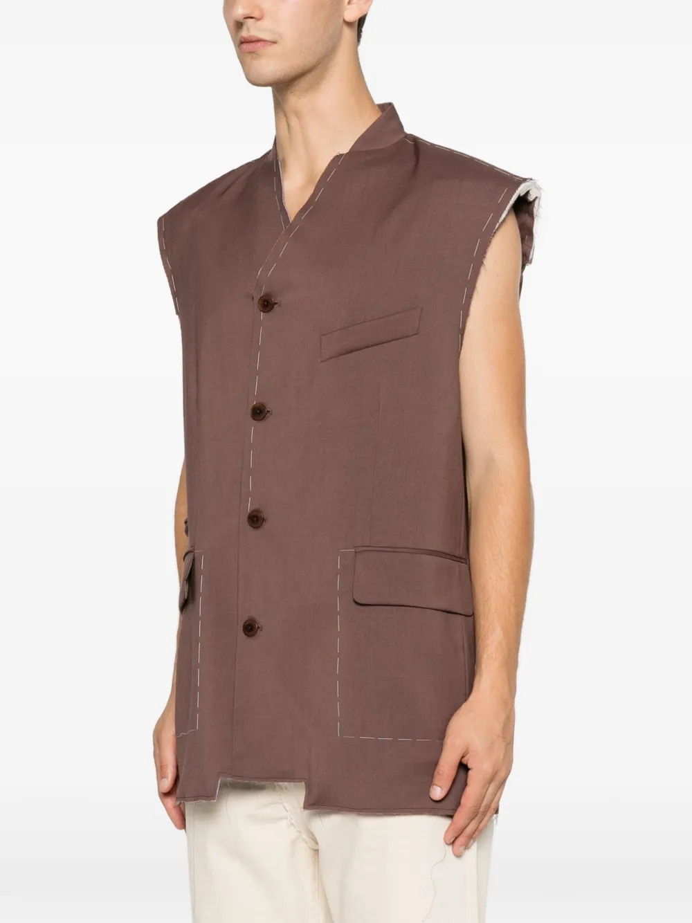 Costumein Bodywarmer met contrasterende stiksels Bruin