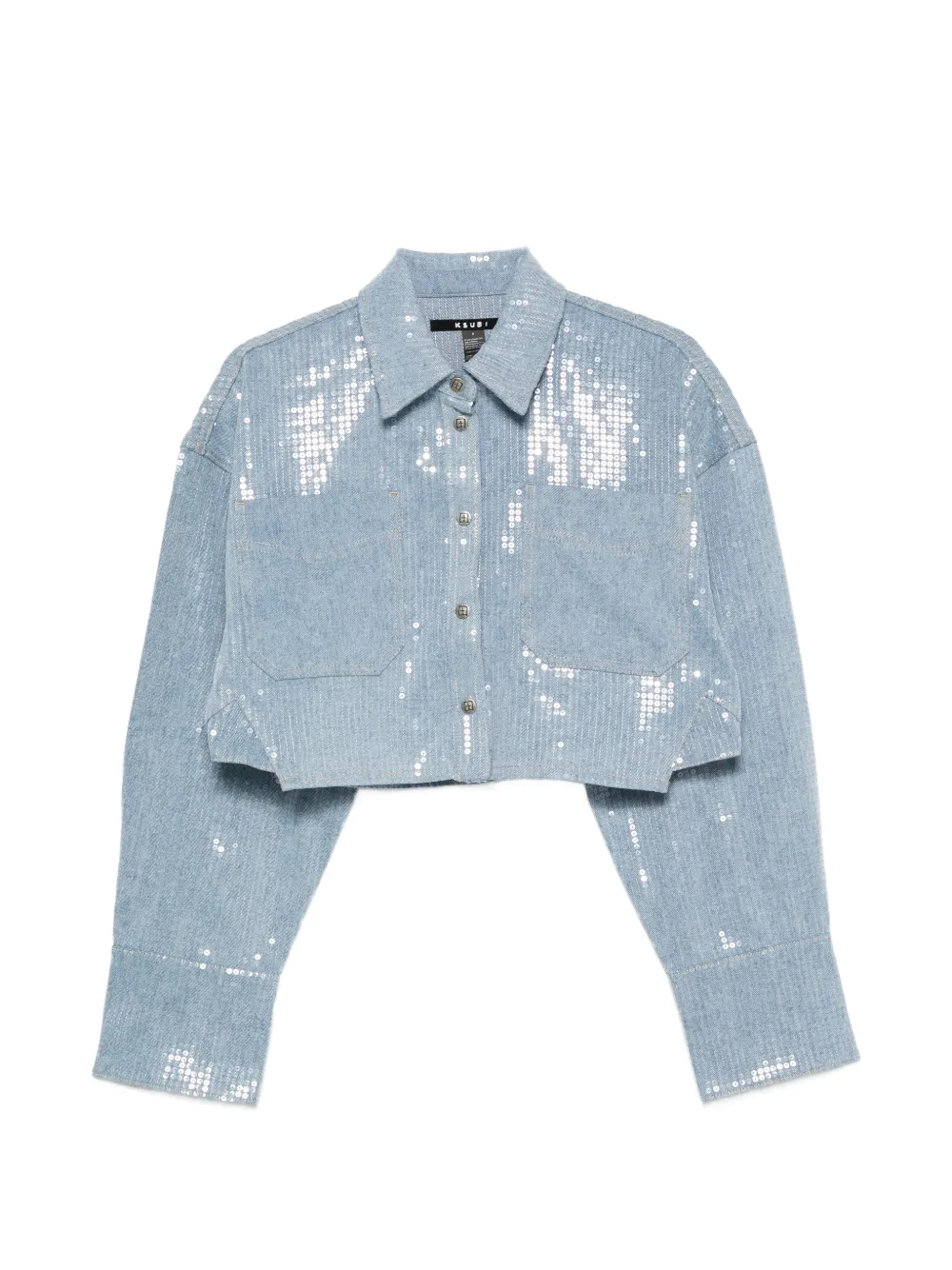 Ksubi sequin-embellished cropped shirt - Blu