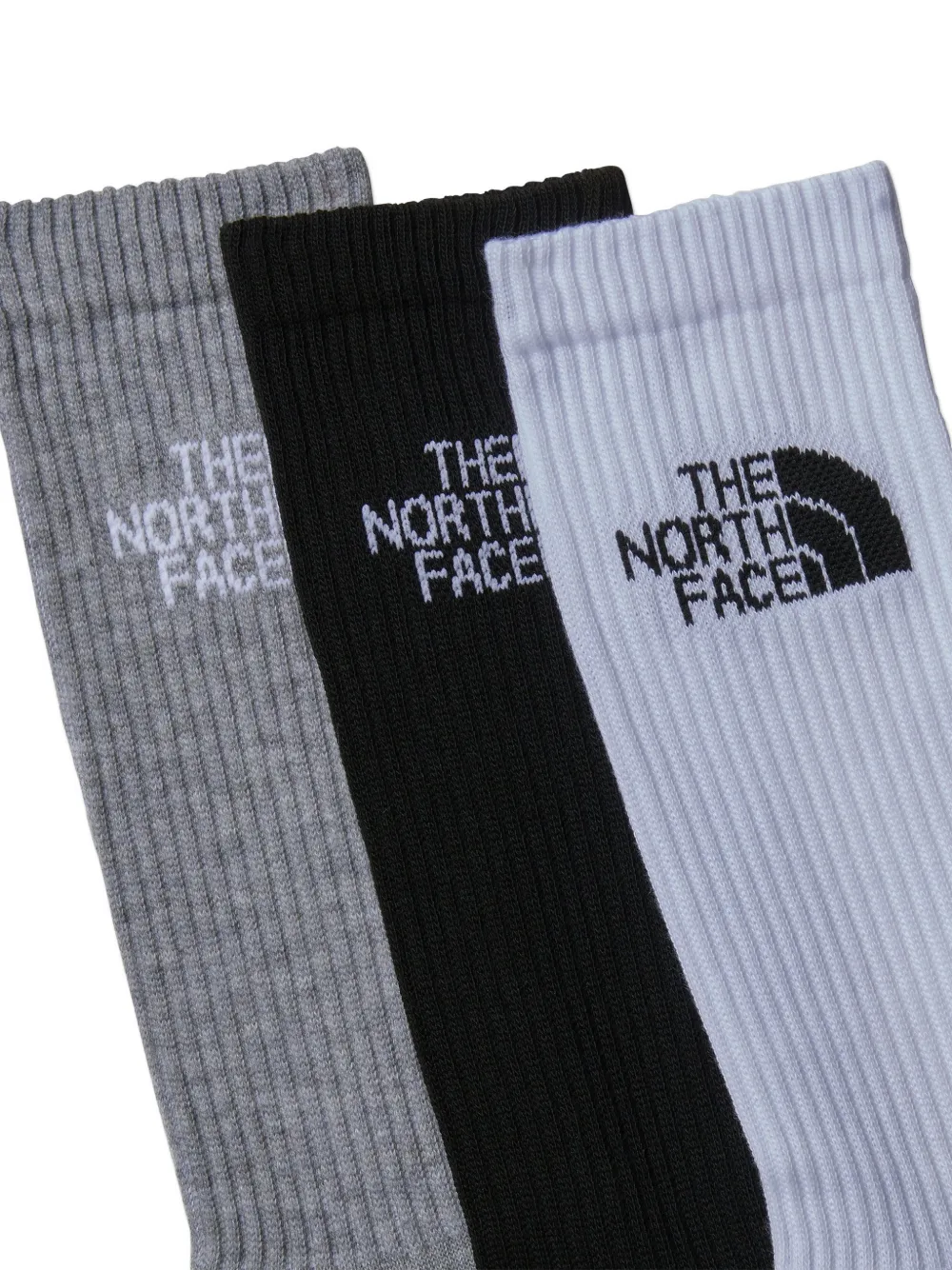The North Face Kids Drie paar geribbelde sokken met logoprint Zwart