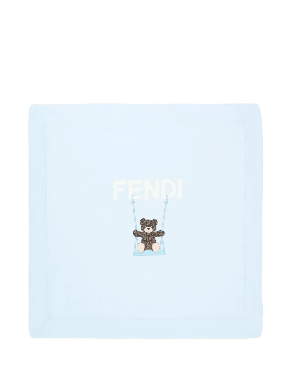 Fendi Kids teddy-bear logo blanket - Blu