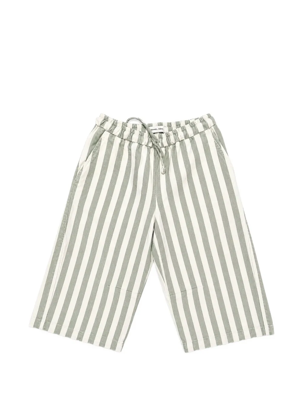 Michael Coal Kids' Striped Drawstring Trousers In Green