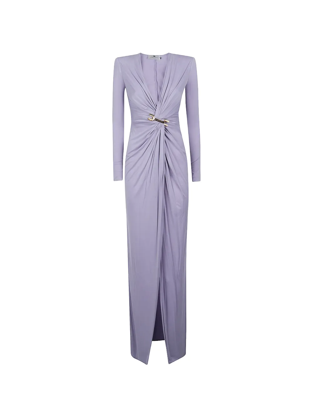 Elisabetta Franchi Red Carpet ruched logo-plaque dress - Viola