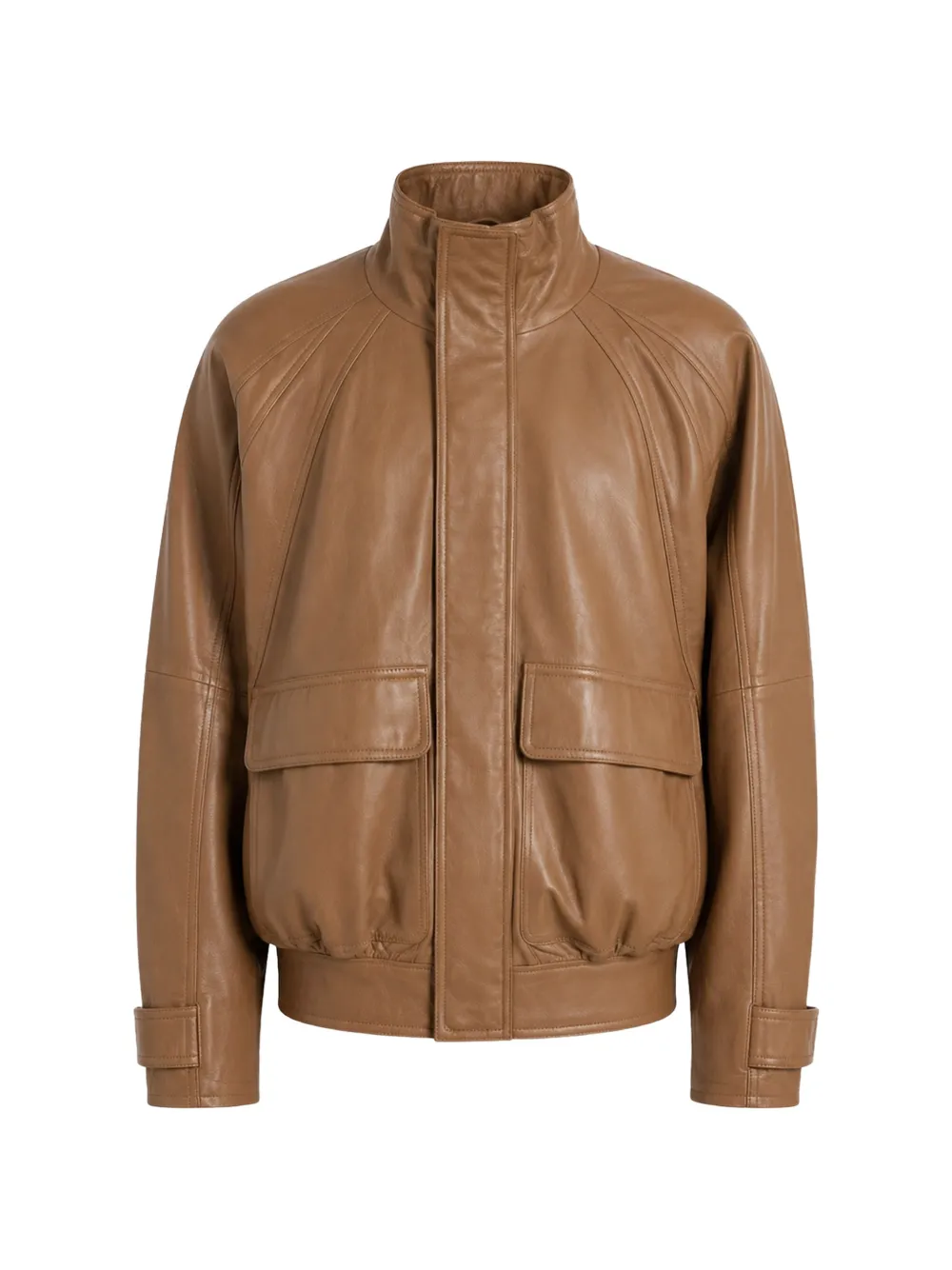 Nº21 leather high-neck jacket - Marrone