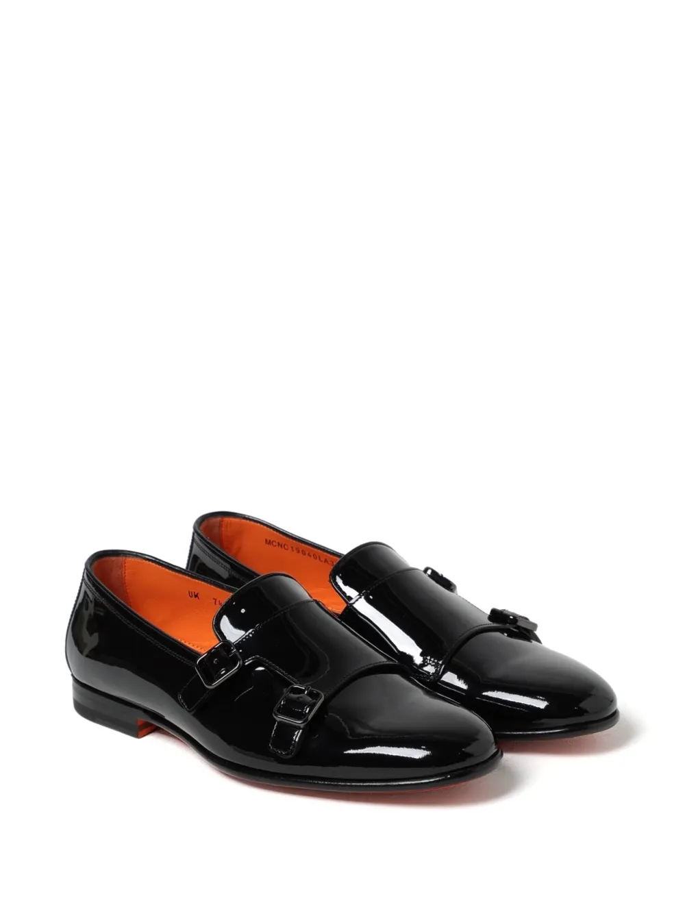 Santoni double-strap patent-leather loafers Zwart