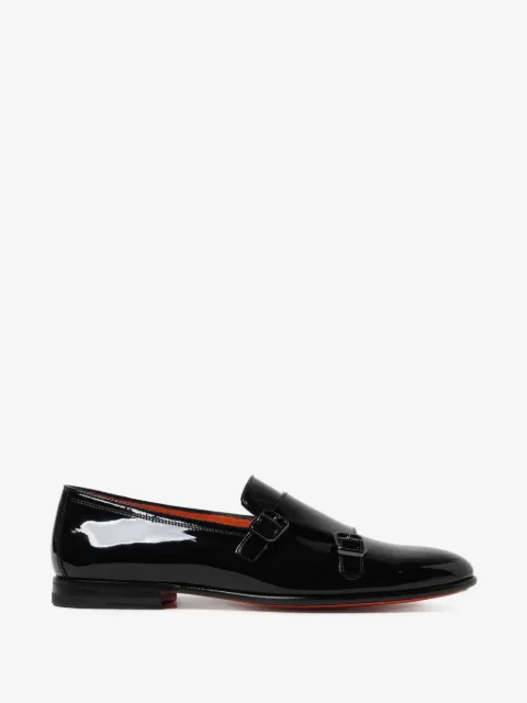 Santoni double-strap patent-leather loafers