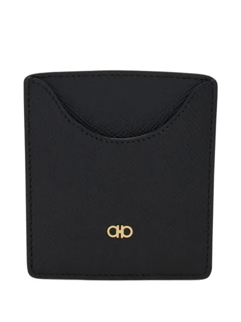 Ferragamo Porta-cartões Micro Gancini de couro com efeito amassado