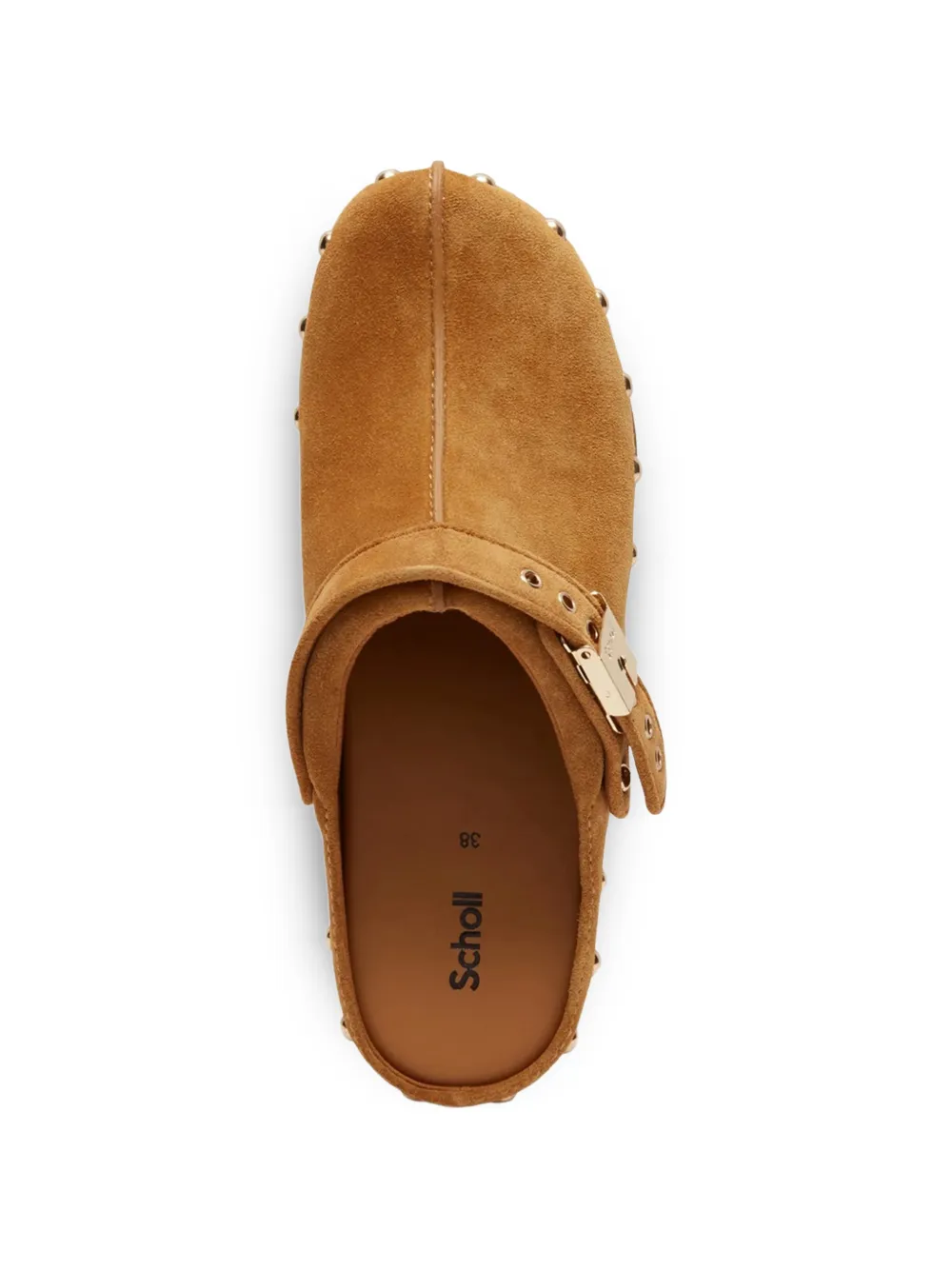 Scholl stud-embellished buckle-fastening clogs Beige