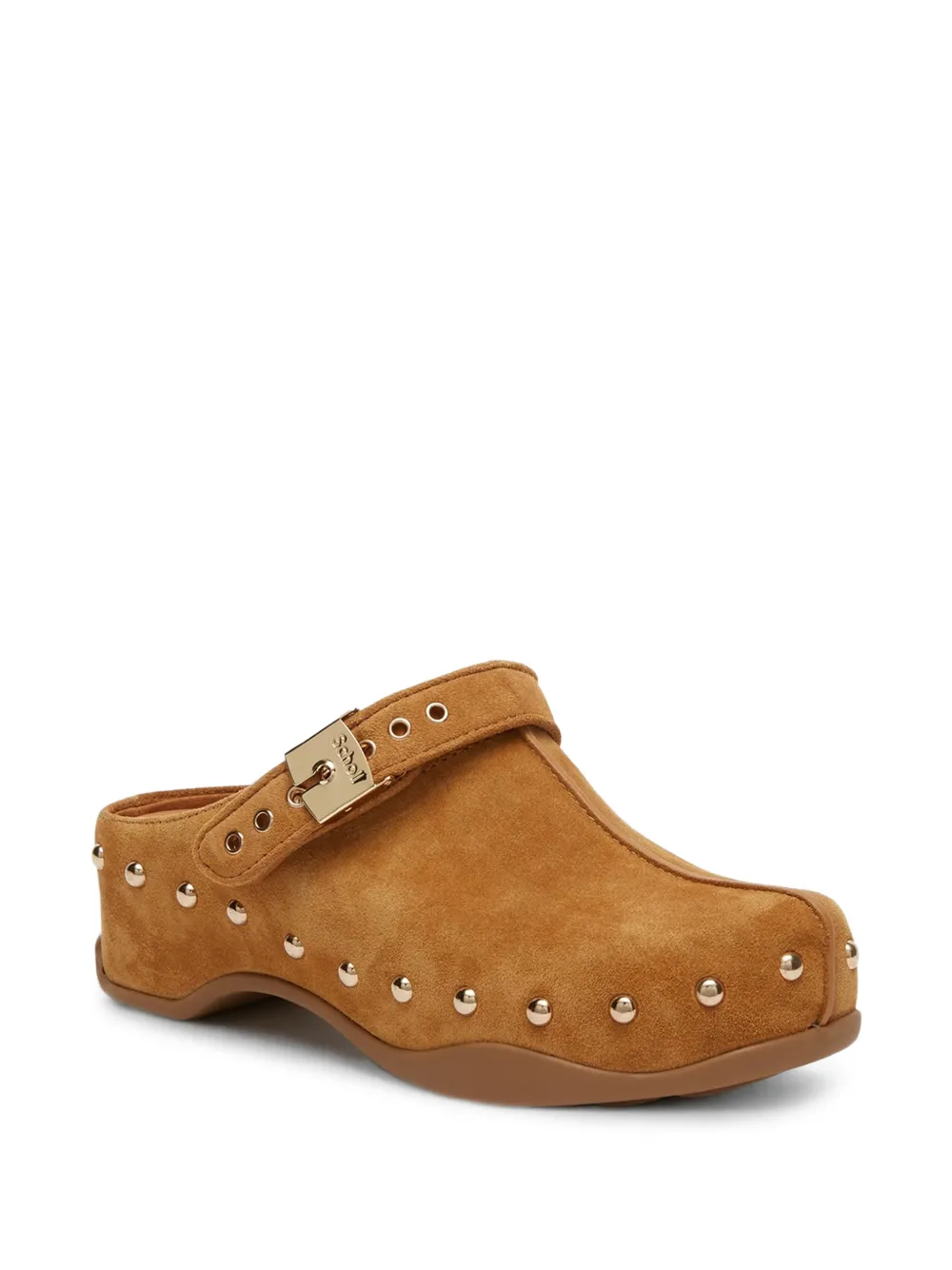 Scholl stud-embellished buckle-fastening clogs Beige