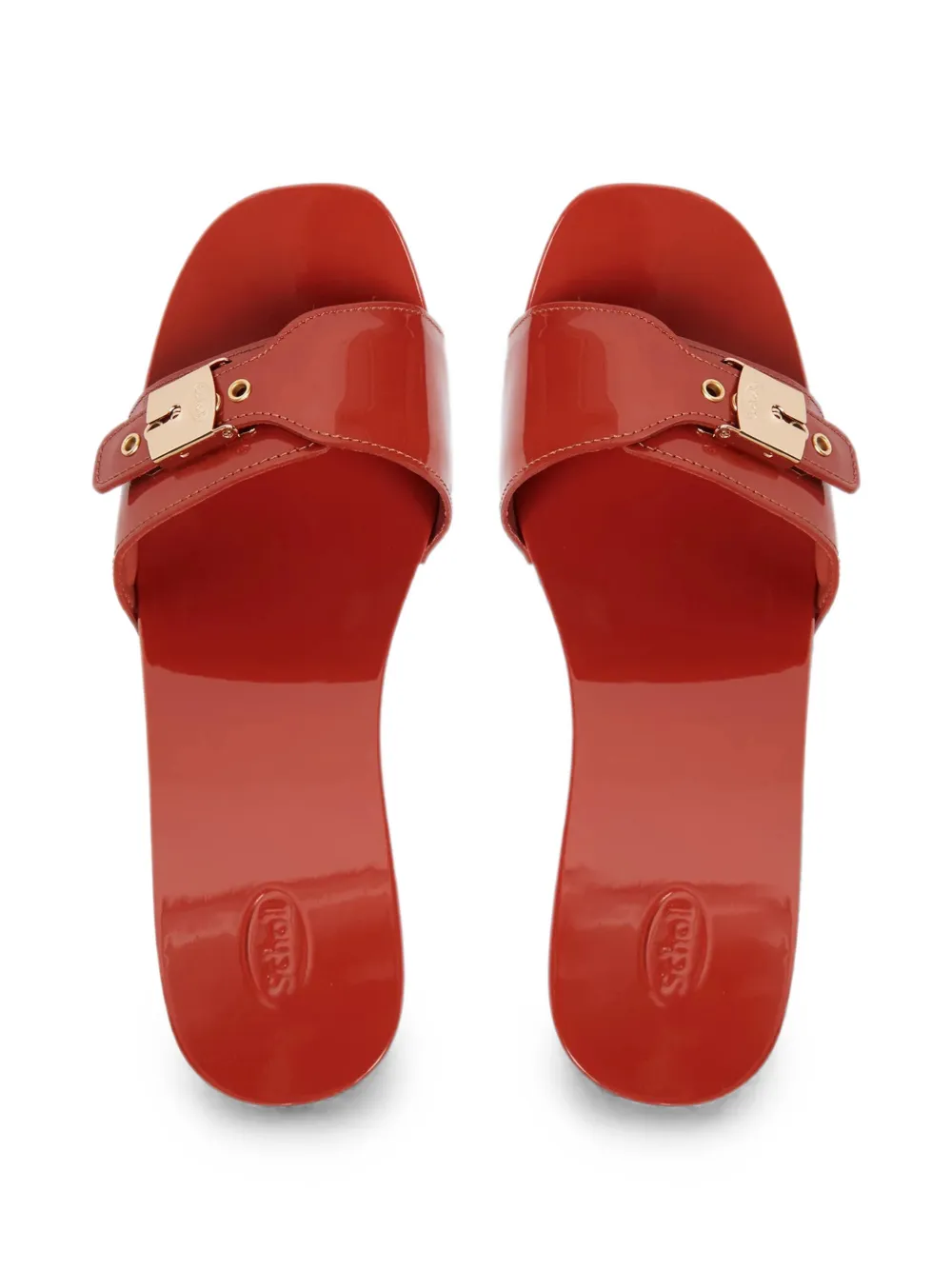 Scholl pescura cameron buckle-detail wooden sandals Rood