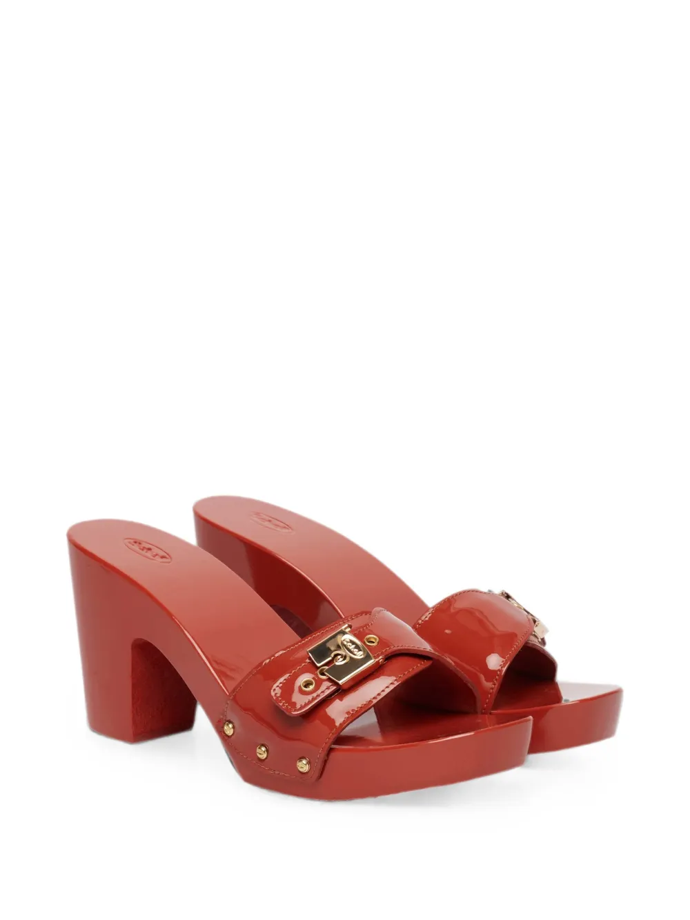 Scholl pescura cameron buckle-detail wooden sandals Rood