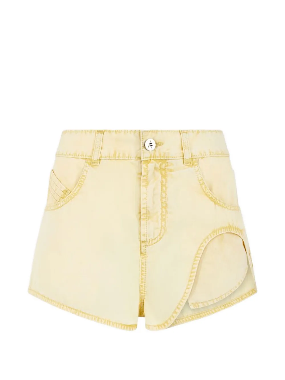 The Attico cut-out acid-wash shorts - Giallo