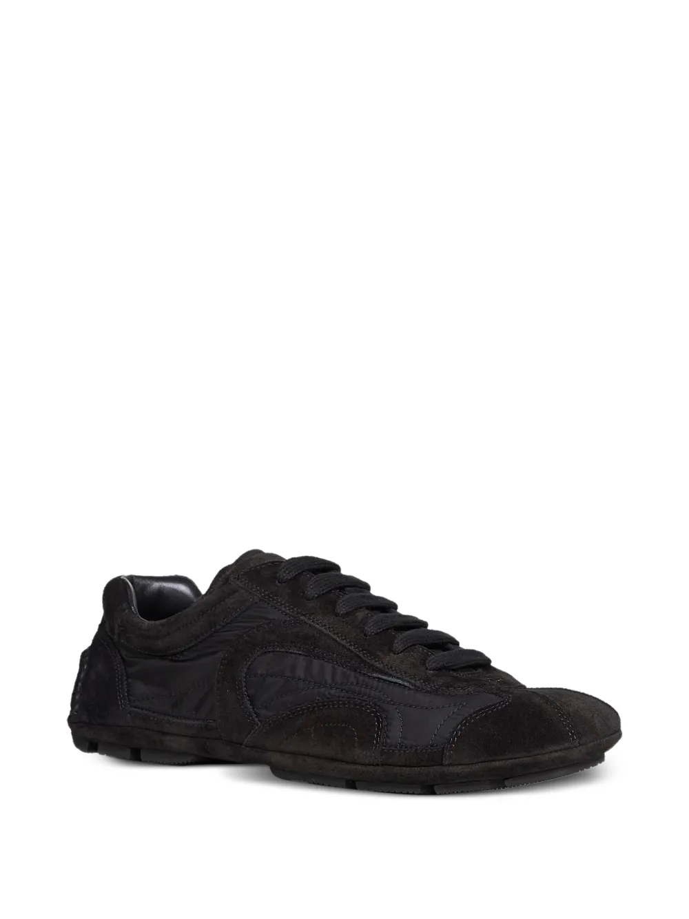 Prada suede-panelled sneakers Zwart